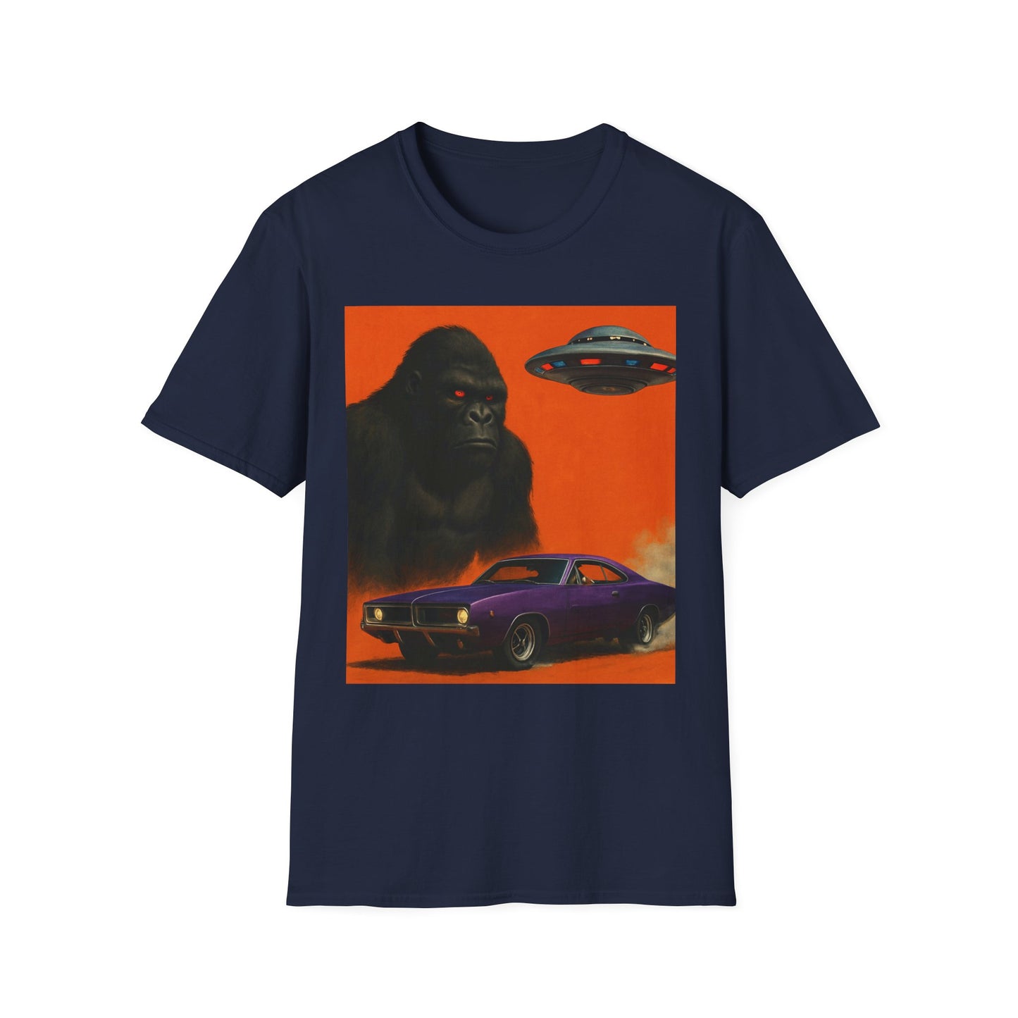 Vintage Monster Mash Tee, Unisex Retro Graphic Shirt, Alien and Gorilla Print, Fun Gift for Nerds, Sci-Fi Enthusiasts, Unisex T-Shirt