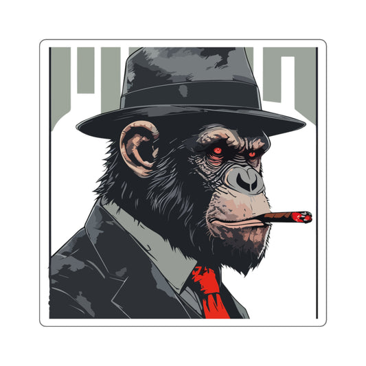 Chimpanzee Smoking Cigar Square Sticker