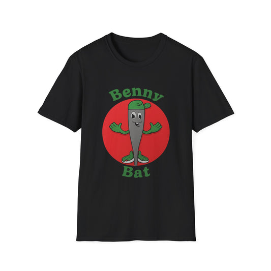 Benny Bat Unisex Softstyle T-Shirt - Fun Graphic Tee for Kids, Perfect for Parties, Birthdays, and Everyday Wear, Cute Apparel, Gift Idea