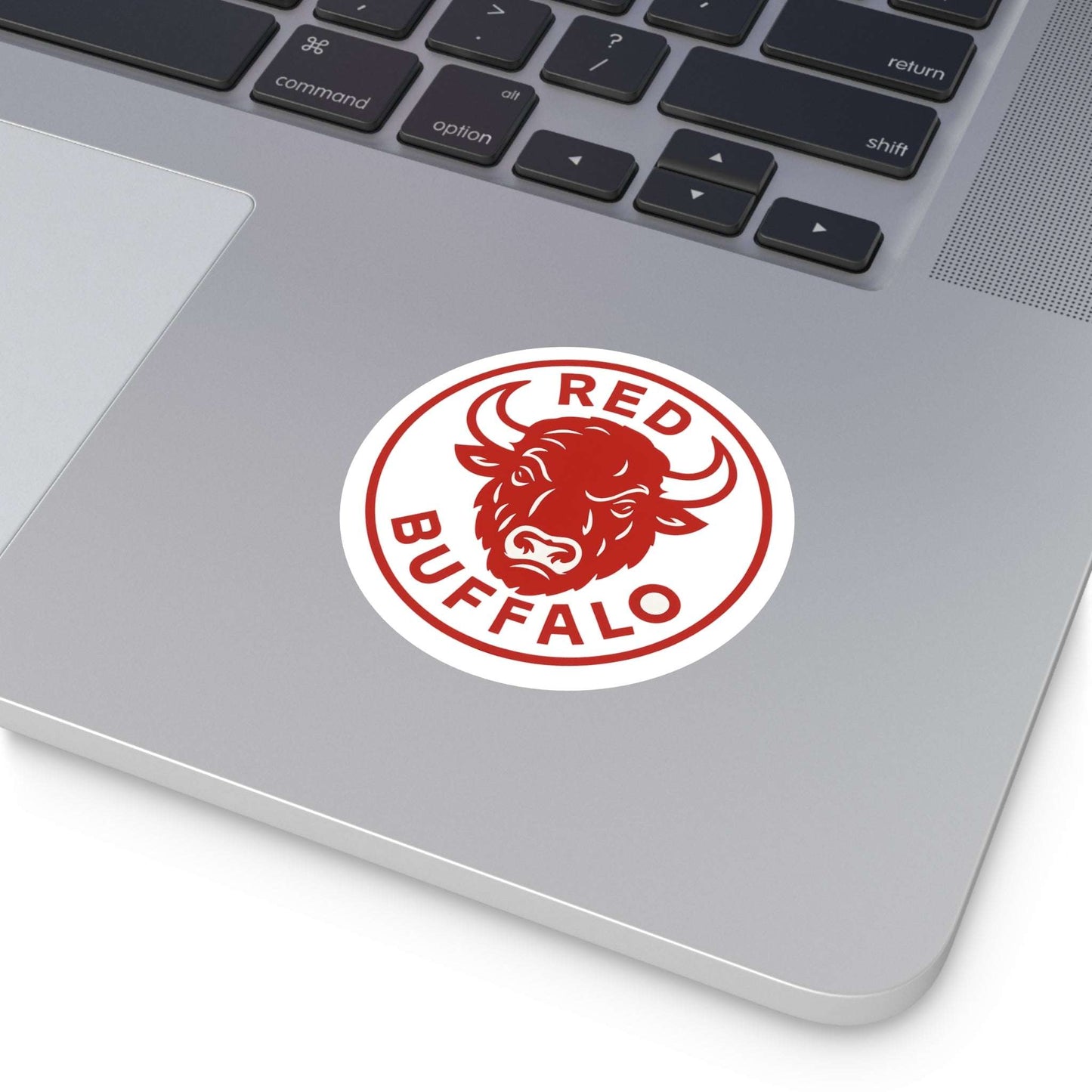 Red Buffalo Round Vinyl Stickers, Nature Lover Decor, Eco-Friendly Art, Great for Laptops, Water Bottles, and Journals