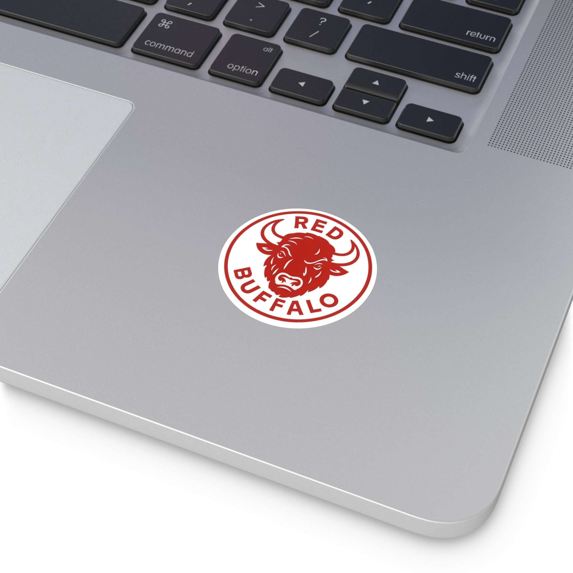 Red Buffalo Round Vinyl Stickers, Nature Lover Decor, Eco-Friendly Art, Great for Laptops, Water Bottles, and Journals