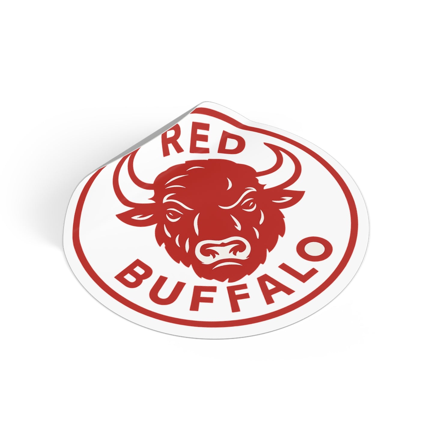 Red Buffalo Round Vinyl Stickers, Nature Lover Decor, Eco-Friendly Art, Great for Laptops, Water Bottles, and Journals