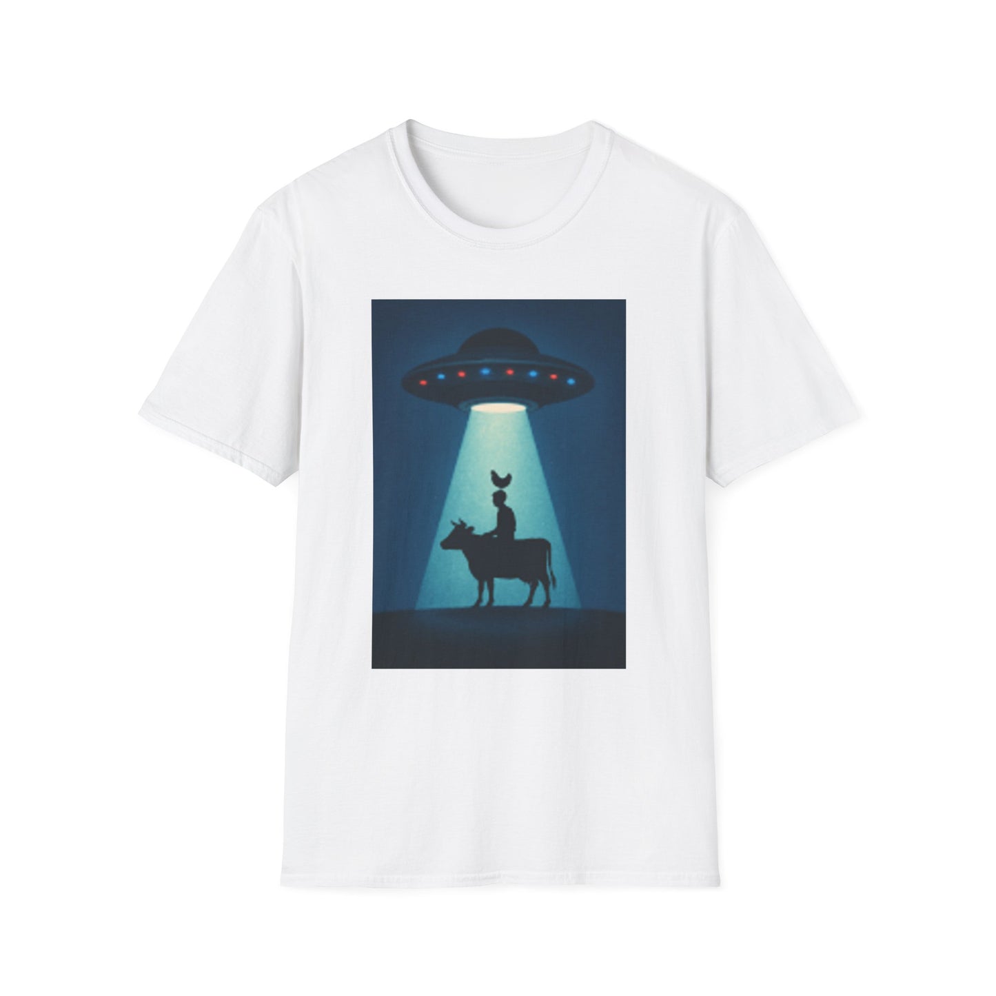 Cow Abduction Unisex T-Shirt, Fun Casual Tee, Unique Graphic Shirt, Quirky Gift Idea, Sci-Fi Humor Apparel