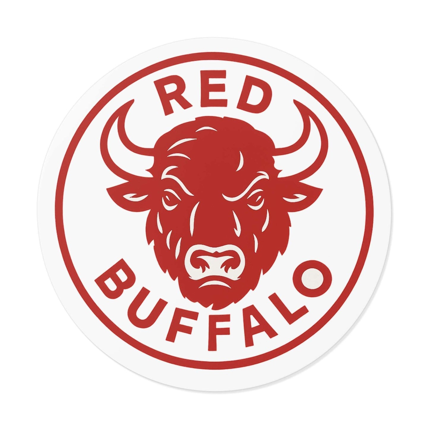 Red Buffalo Round Vinyl Stickers, Nature Lover Decor, Eco-Friendly Art, Great for Laptops, Water Bottles, and Journals