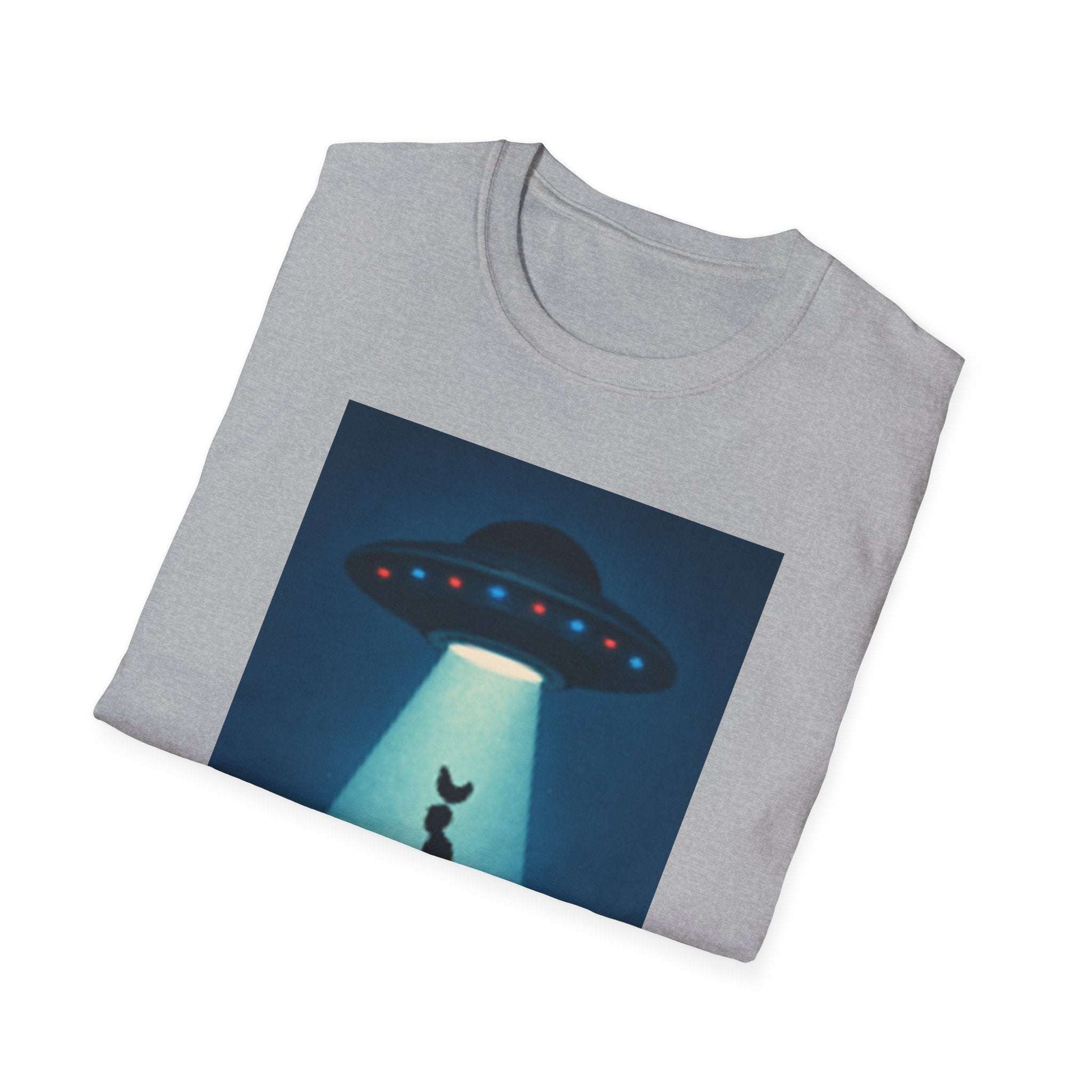 Cow Abduction Unisex T-Shirt, Fun Casual Tee, Unique Graphic Shirt, Quirky Gift Idea, Sci-Fi Humor Apparel