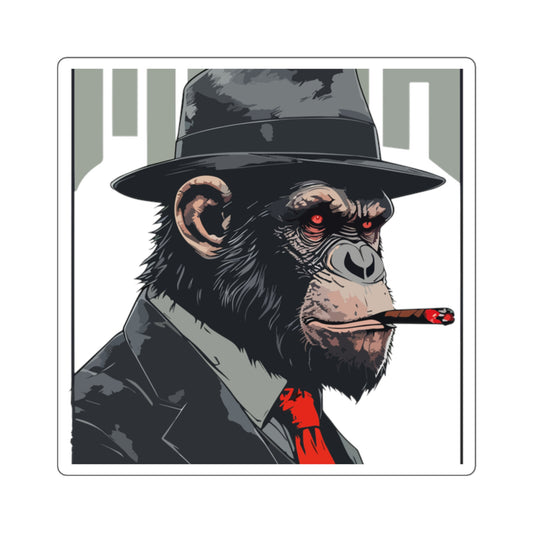 Chimpanzee Smoking Cigar Square Sticker