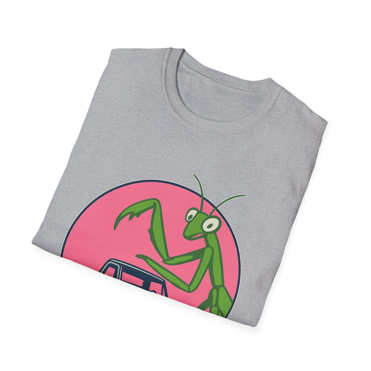 Giant Mantis T-Shirt, Unisex Softstyle Tee, Insect Lover Gift, Car Enthusiast Apparel, Wild Nature Shirt, Fun Graphic Tee
