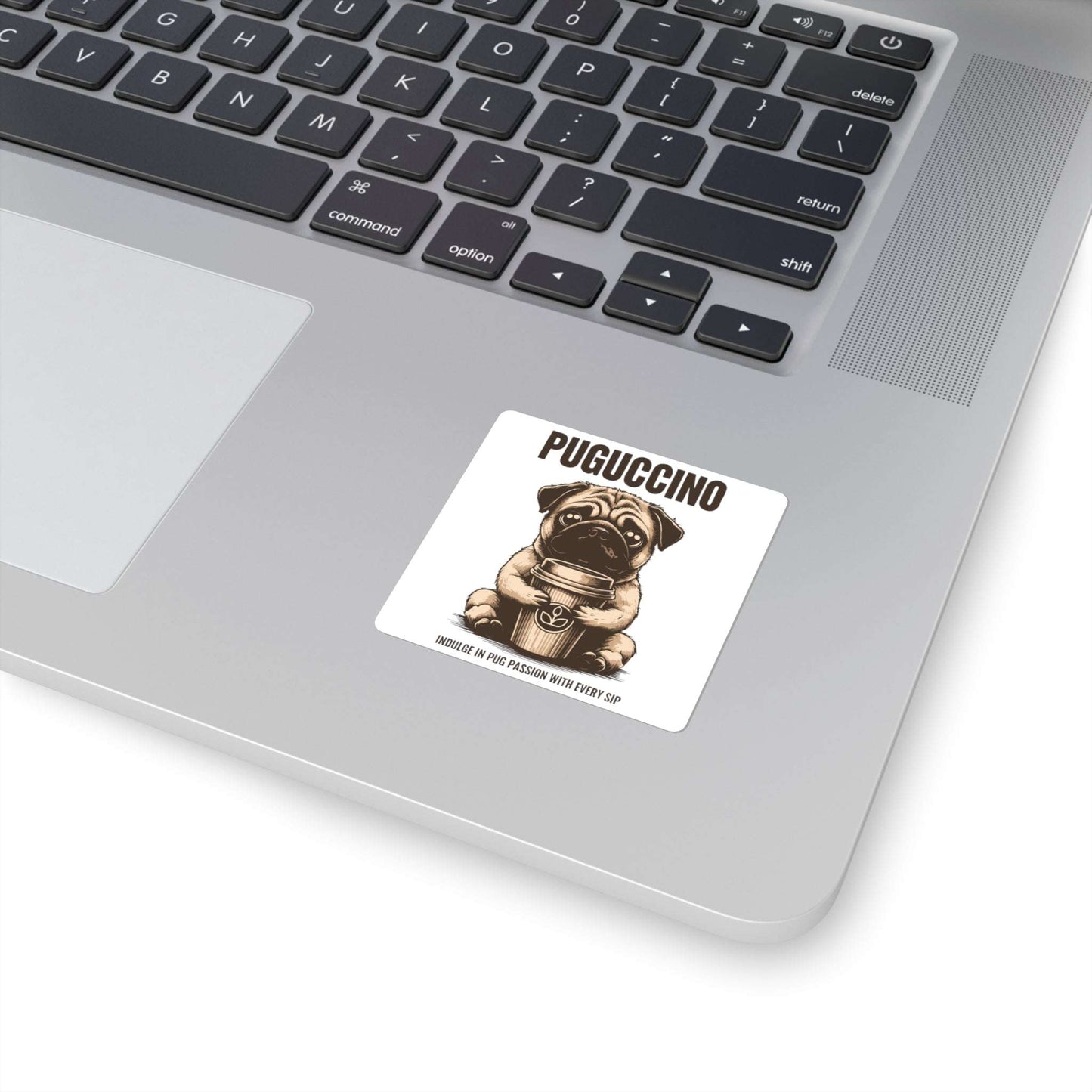 Square Stickers - Cute Pug Puggacino Design