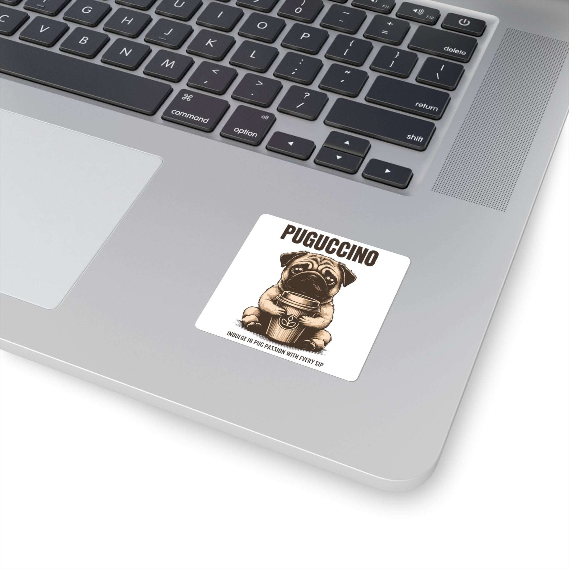 Square Stickers - Cute Pug Puggacino Design