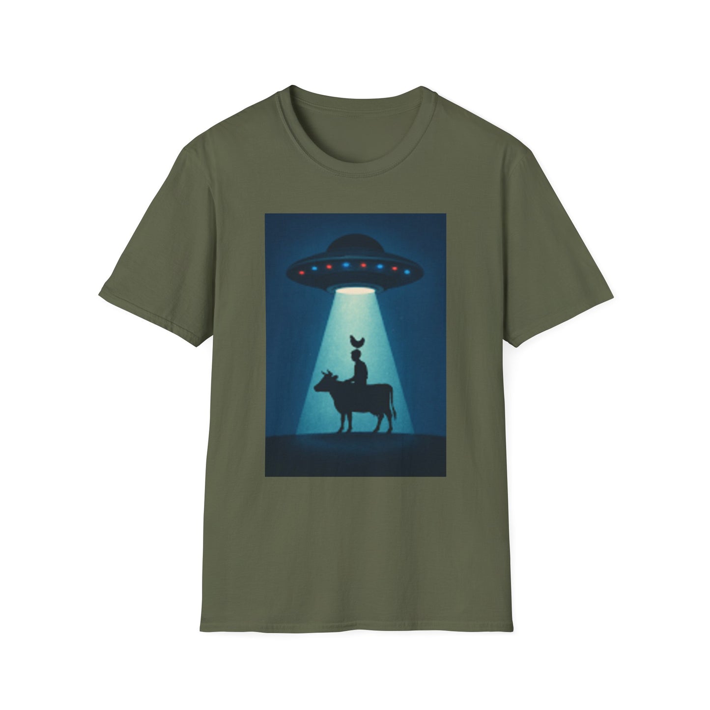Cow Abduction Unisex T-Shirt, Fun Casual Tee, Unique Graphic Shirt, Quirky Gift Idea, Sci-Fi Humor Apparel