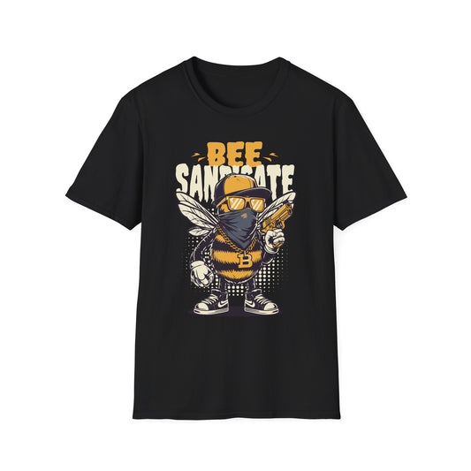 Bee Themed Unisex Softstyle T-Shirt, Fun Graphic Tee, Gift for Bee Lovers, Unique Bee T-Shirt, Casual Wear, Birthday Gift