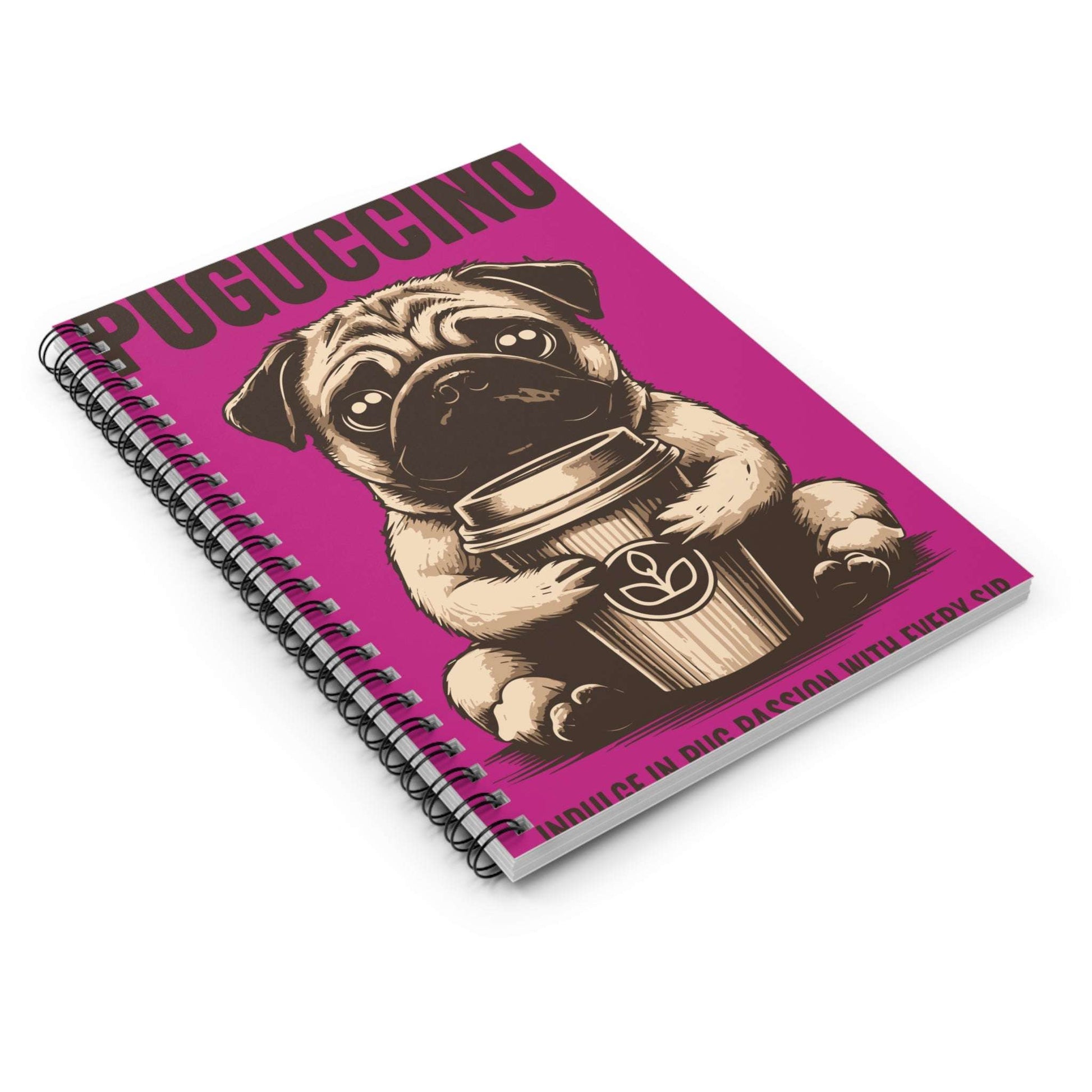 Pug Passion Spiral Notebook - Ruled Lines, Cute Dog Journal, Pet Lovers Gift, Dog Mom Planner, Fun Art Notebook