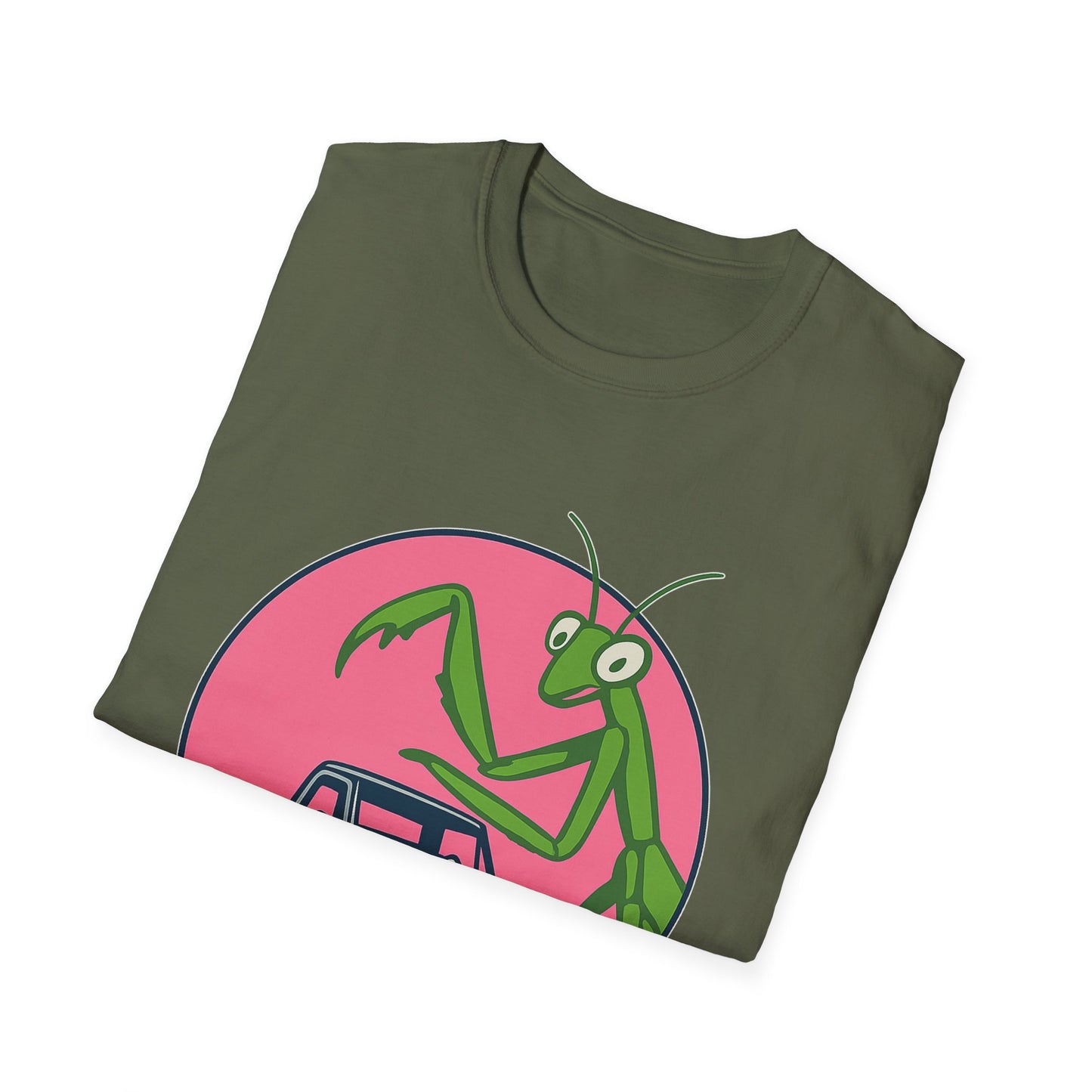 Giant Mantis T-Shirt, Unisex Softstyle Tee, Insect Lover Gift, Car Enthusiast Apparel, Wild Nature Shirt, Fun Graphic Tee