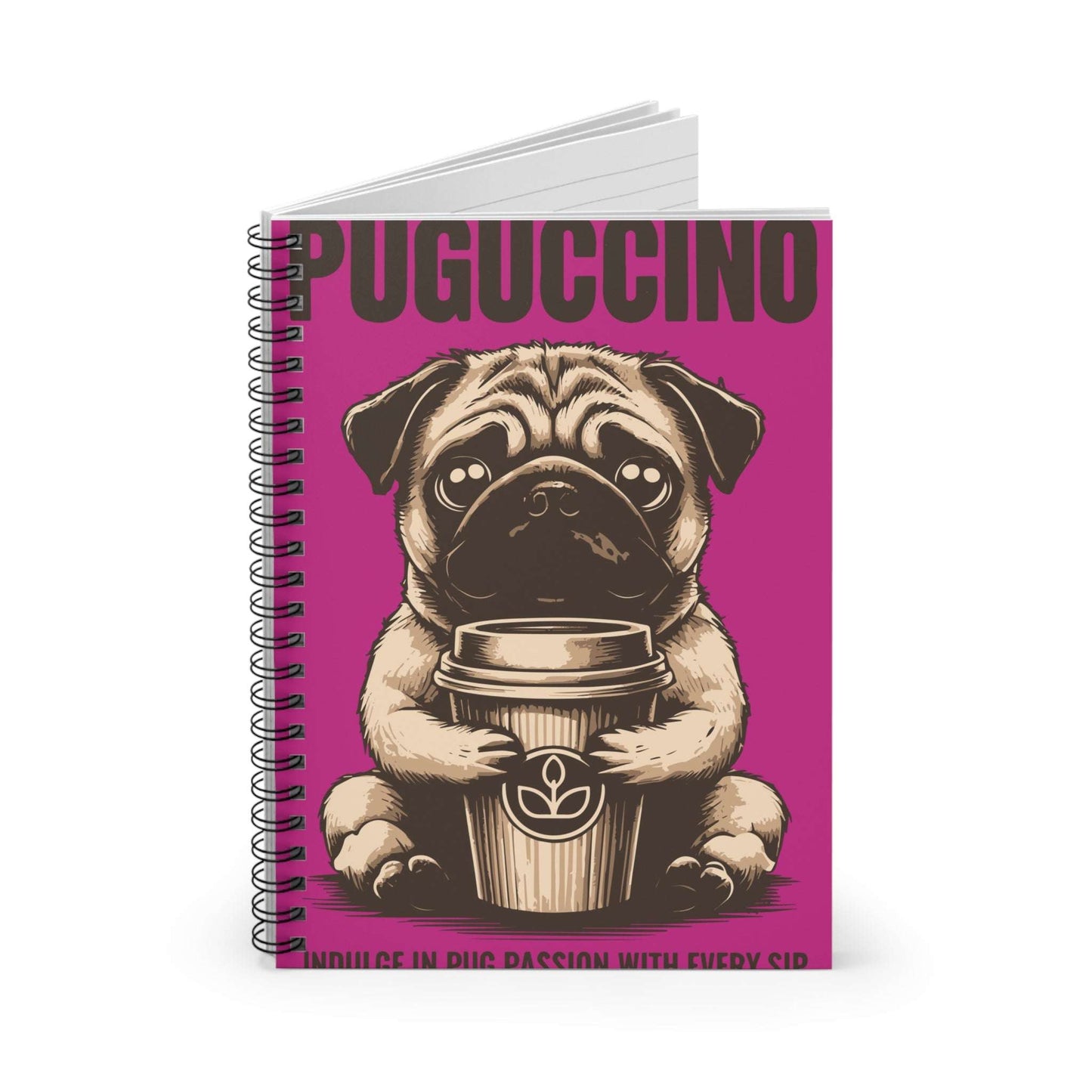 Pug Passion Spiral Notebook - Ruled Lines, Cute Dog Journal, Pet Lovers Gift, Dog Mom Planner, Fun Art Notebook