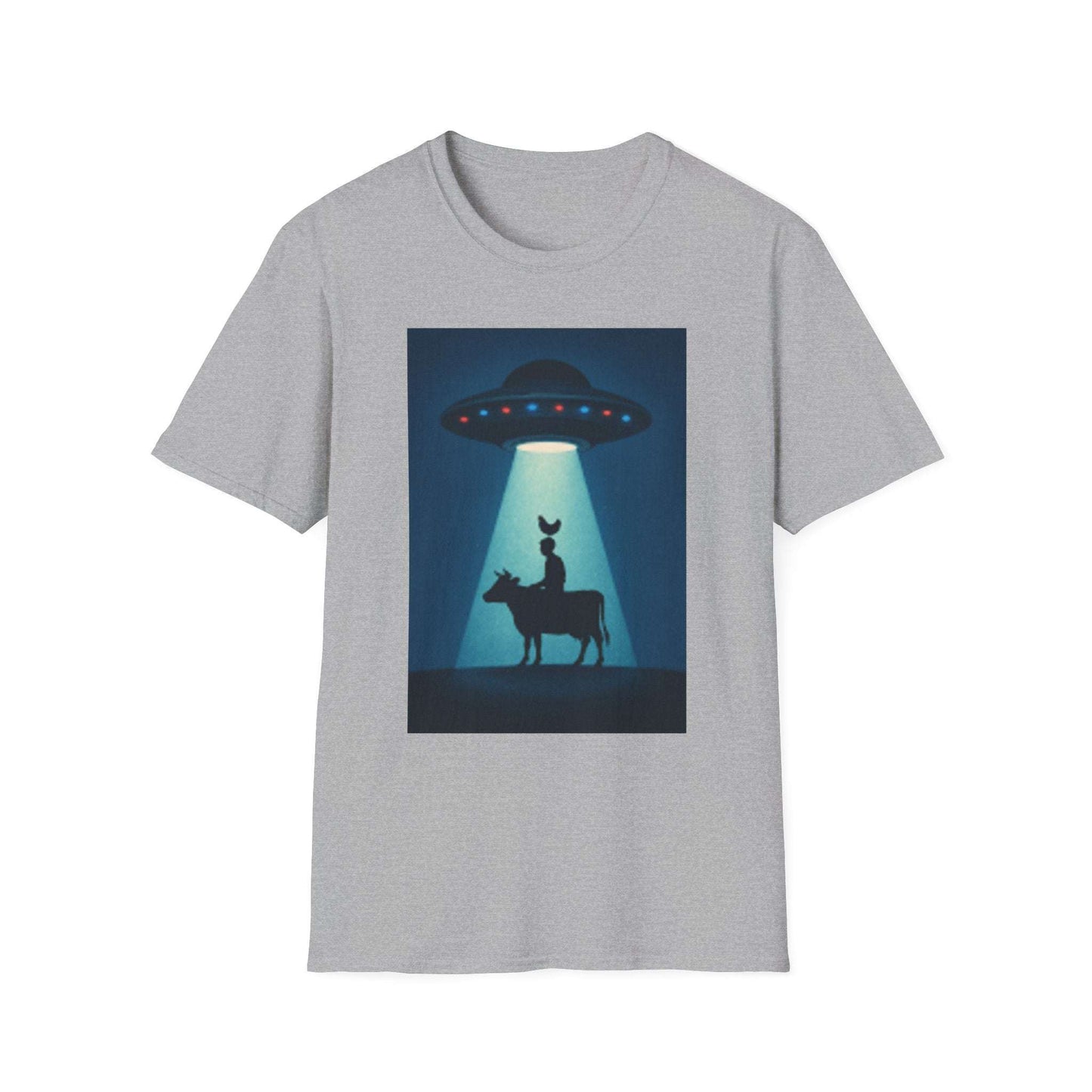 Cow Abduction Unisex T-Shirt, Fun Casual Tee, Unique Graphic Shirt, Quirky Gift Idea, Sci-Fi Humor Apparel