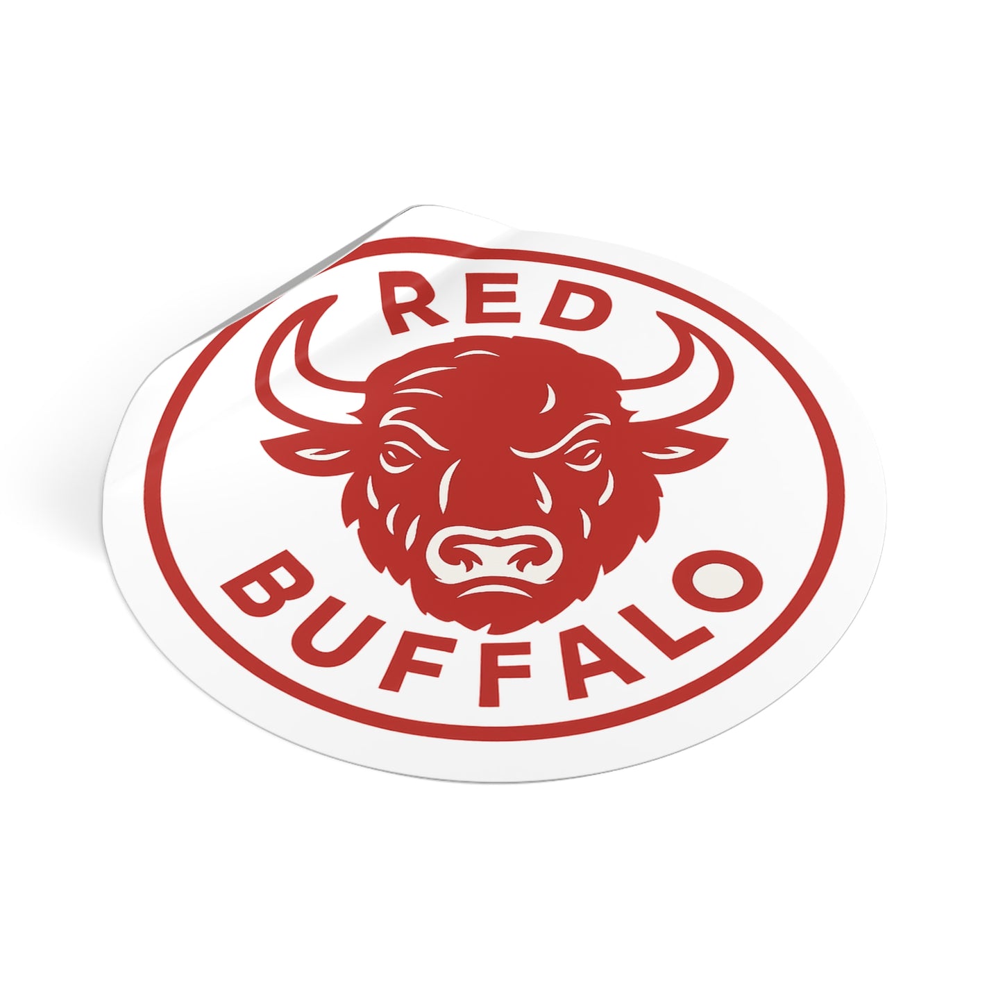 Red Buffalo Round Vinyl Stickers, Nature Lover Decor, Eco-Friendly Art, Great for Laptops, Water Bottles, and Journals
