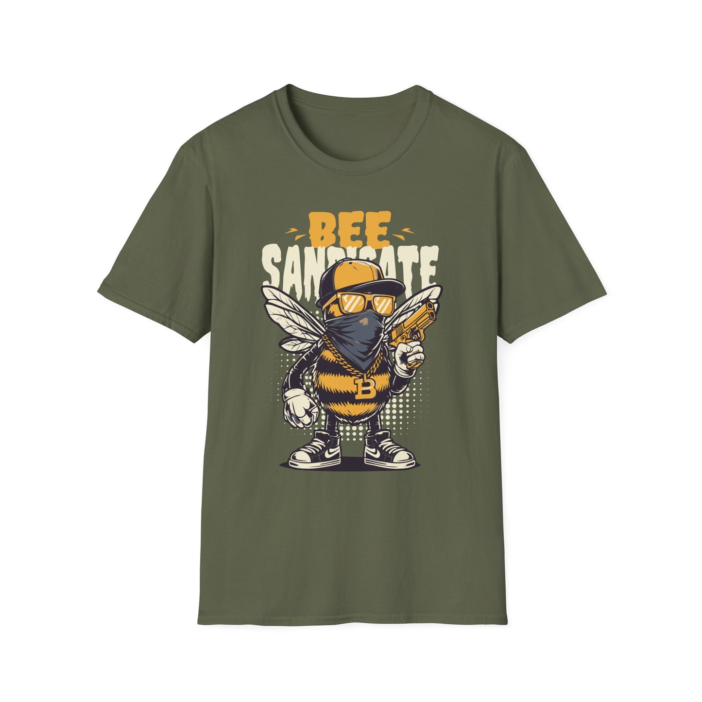 Bee Themed Unisex Softstyle T-Shirt, Fun Graphic Tee, Gift for Bee Lovers, Unique Bee T-Shirt, Casual Wear, Birthday Gift