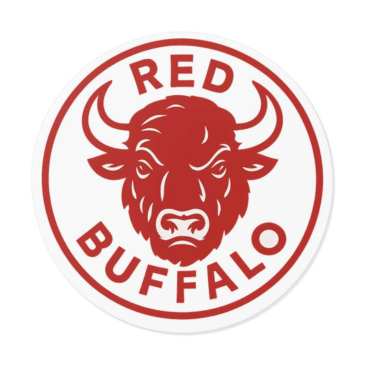 Red Buffalo Round Vinyl Stickers, Nature Lover Decor, Eco-Friendly Art, Great for Laptops, Water Bottles, and Journals