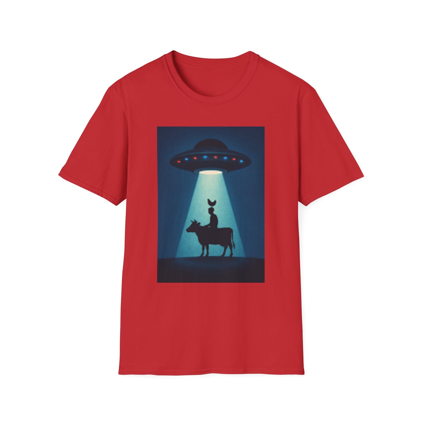 Cow Abduction Unisex T-Shirt, Fun Casual Tee, Unique Graphic Shirt, Quirky Gift Idea, Sci-Fi Humor Apparel