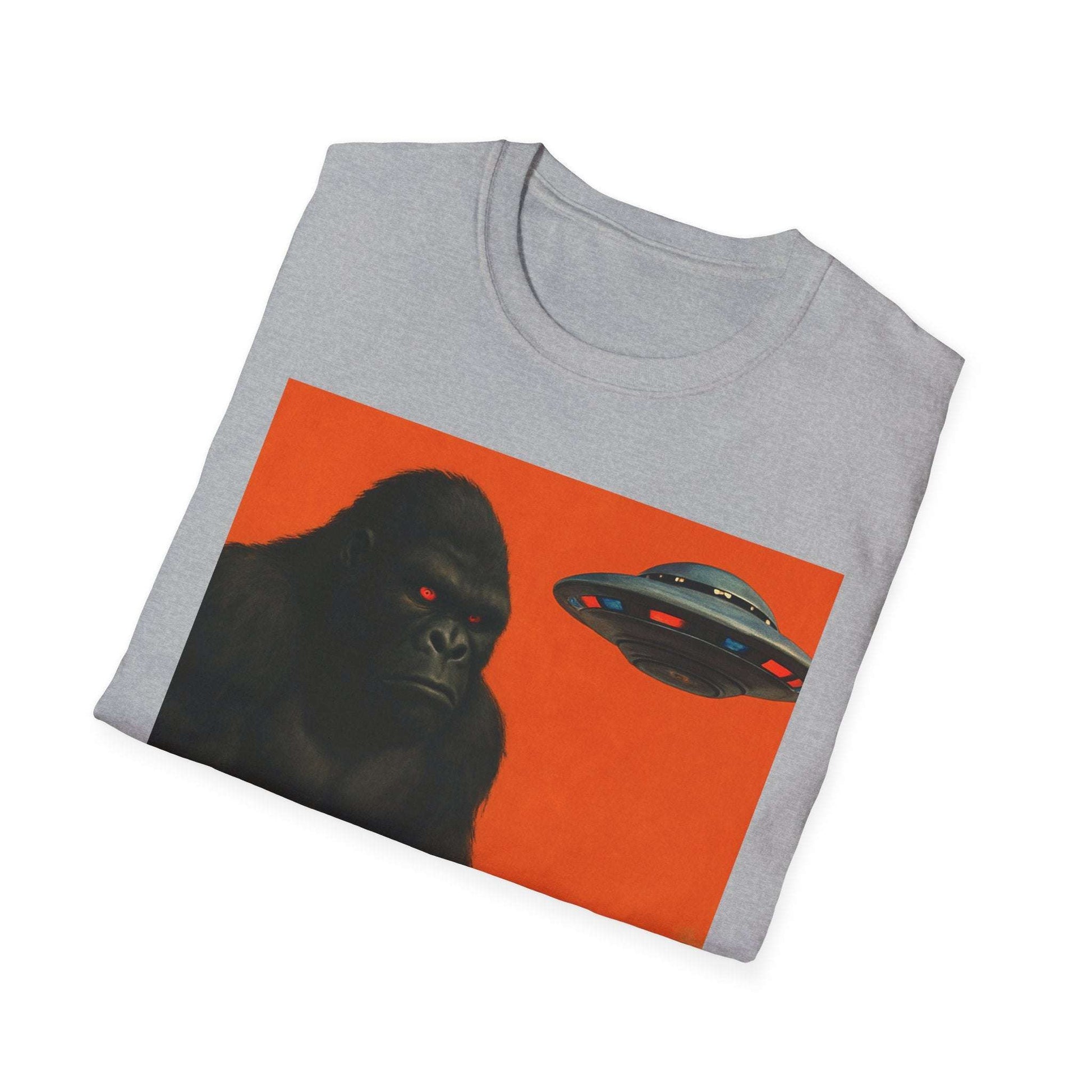 Vintage Monster Mash Tee, Unisex Retro Graphic Shirt, Alien and Gorilla Print, Fun Gift for Nerds, Sci-Fi Enthusiasts, Unisex T-Shirt