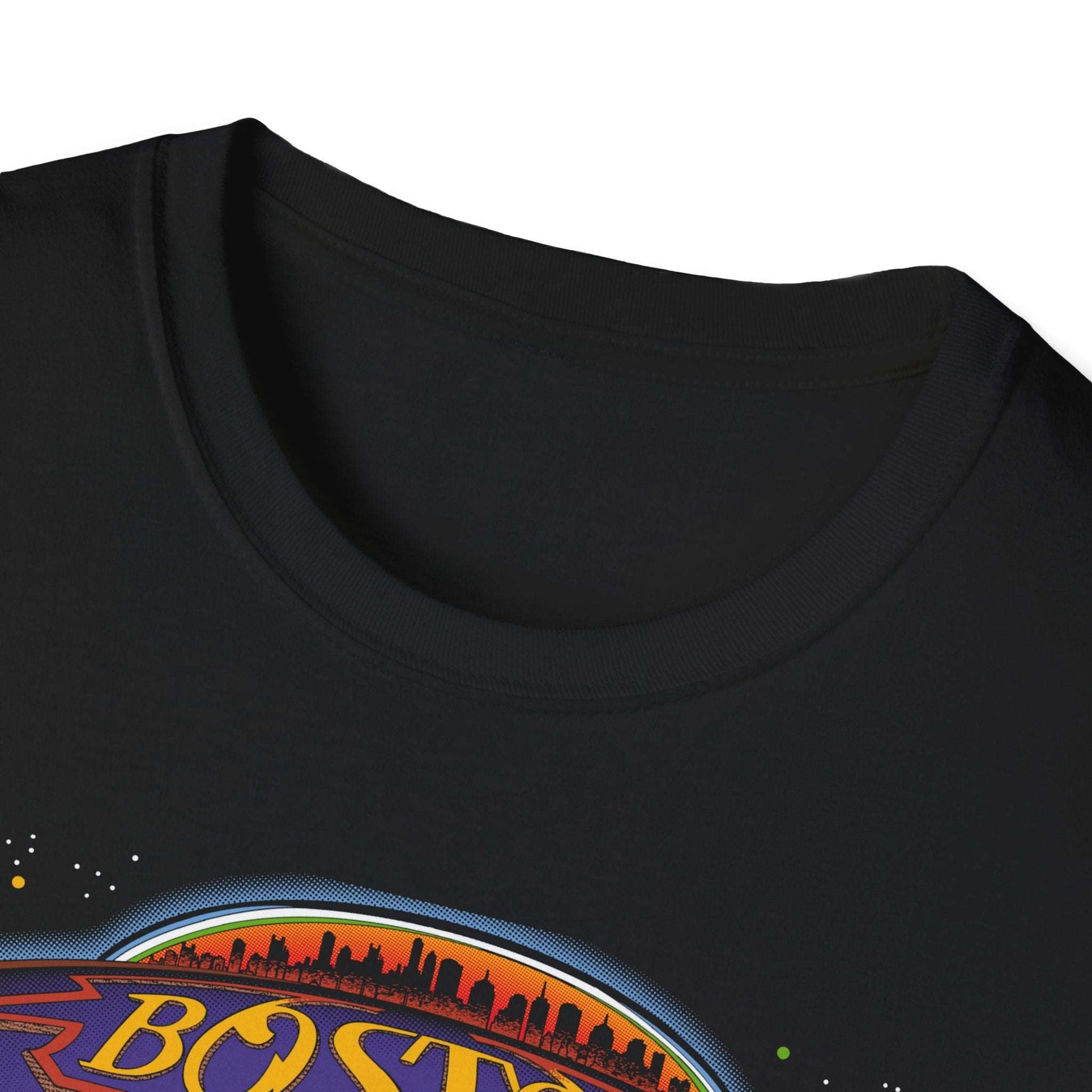 Retro Boston Graphic T-Shirt, Unisex Softstyle Tee, Casual Wear, Gift for Music Lovers, Vacation Wardrobe, Retro Vibe Tee