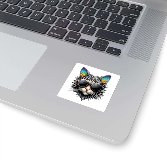 Cool Cat Sticker Square Stickers