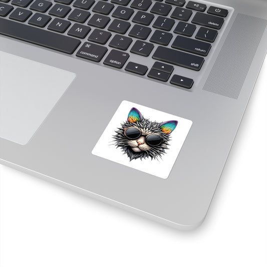 Cool Cat Sticker Square Stickers