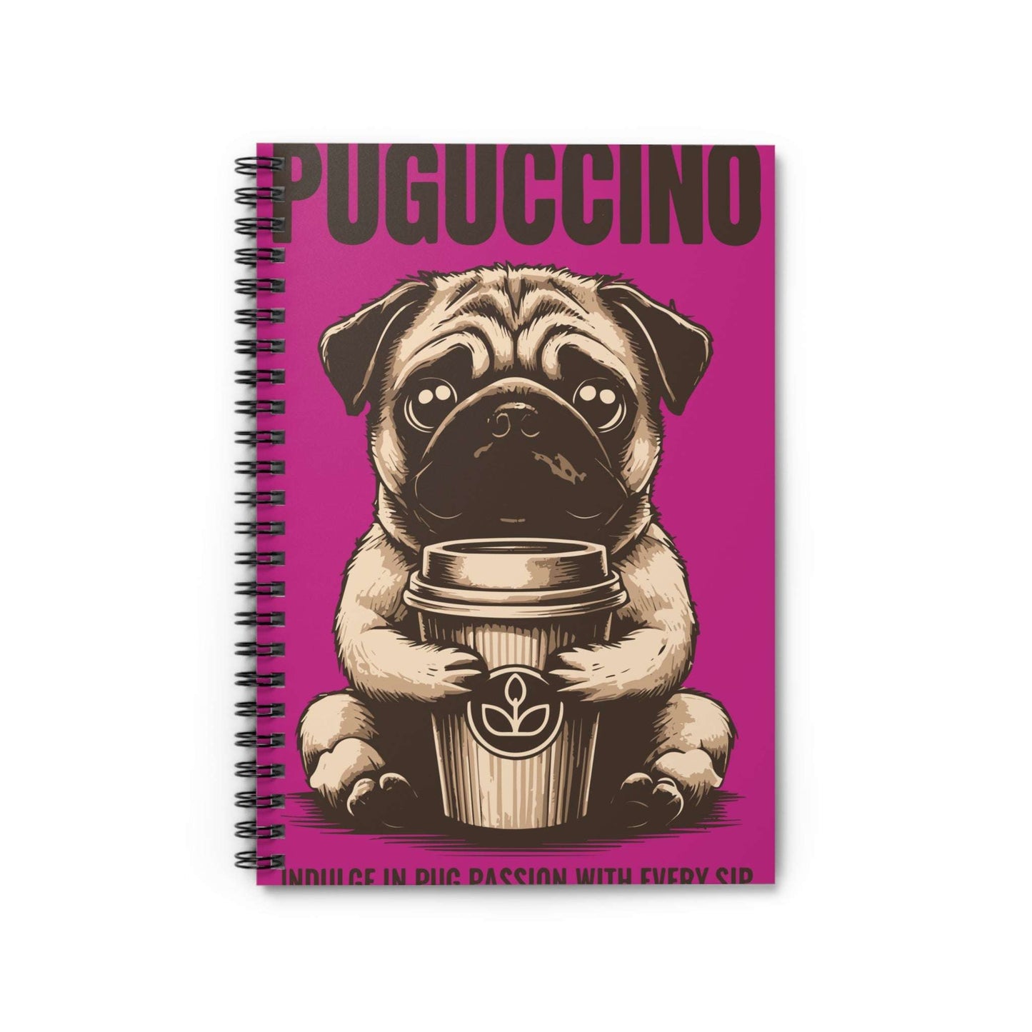 Pug Passion Spiral Notebook - Ruled Lines, Cute Dog Journal, Pet Lovers Gift, Dog Mom Planner, Fun Art Notebook