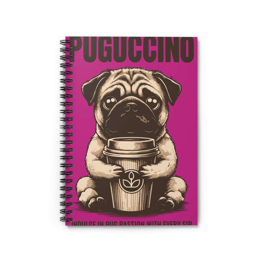 Pug Passion Spiral Notebook - Ruled Lines, Cute Dog Journal, Pet Lovers Gift, Dog Mom Planner, Fun Art Notebook