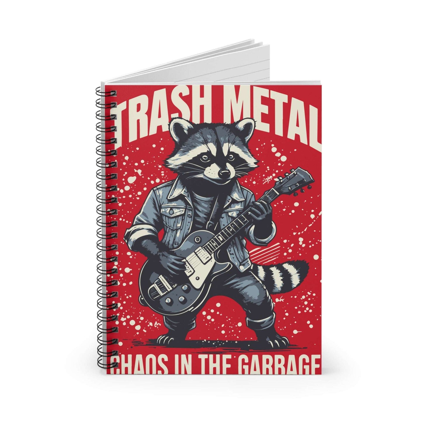 Rockin' Raccoon Notebook | Unique Spiral Journal for Music Lovers | Gift for Musicians, Punk Rock Fans, Creative Minds