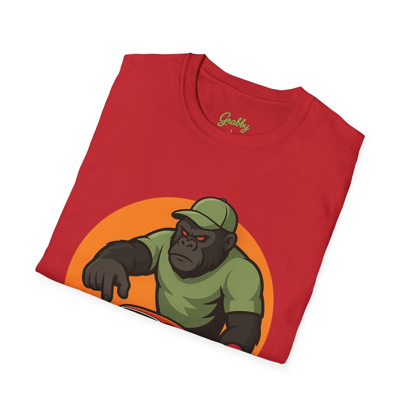 Gorilla Car Chase T-Shirt | Fun Unisex Softstyle Tee for Car Lovers, Animal Enthusiasts, Gift for Birthdays, Casual Wear, Adventure Lovers