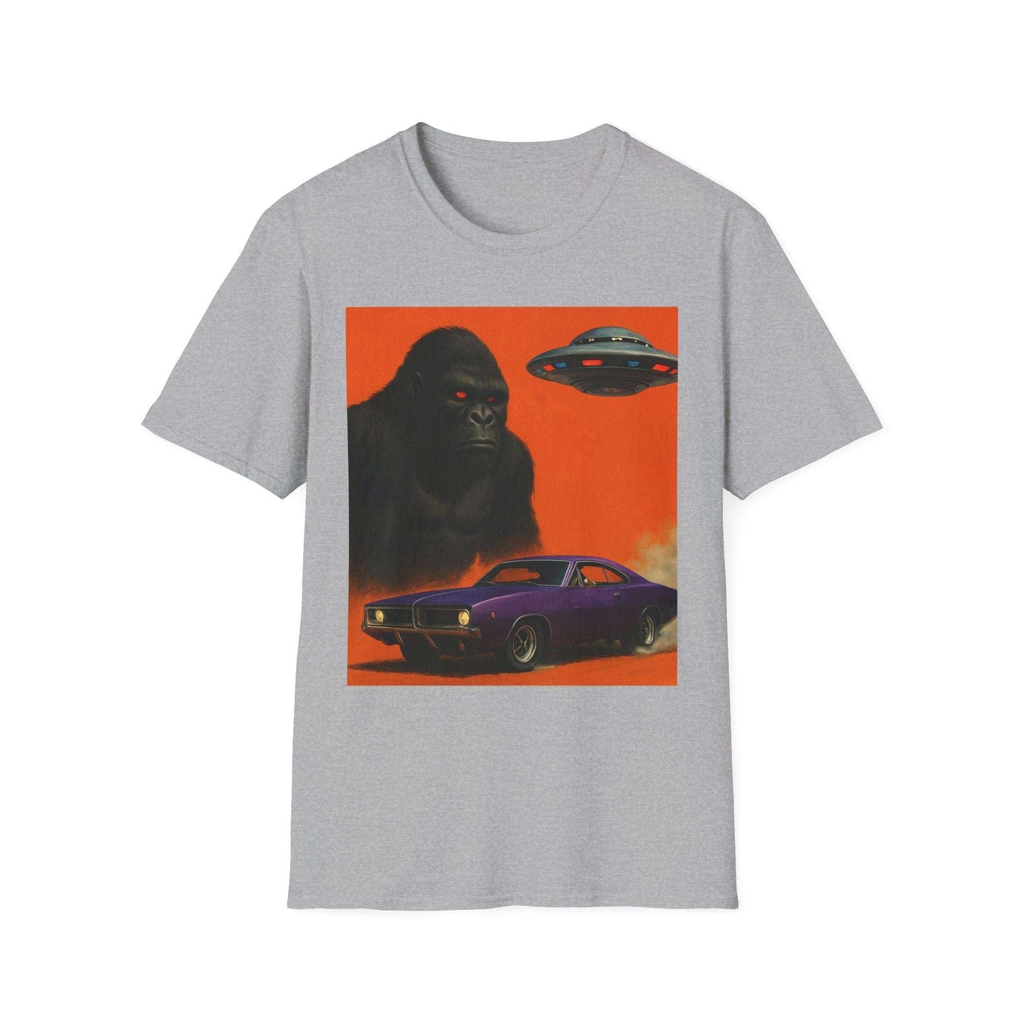 Vintage Monster Mash Tee, Unisex Retro Graphic Shirt, Alien and Gorilla Print, Fun Gift for Nerds, Sci-Fi Enthusiasts, Unisex T-Shirt